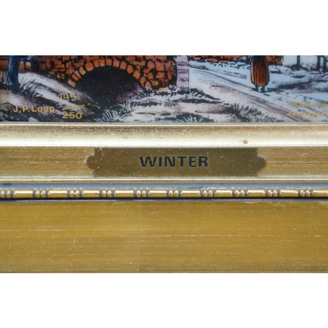 Late 20th Century Late 20th Century Jean Betourne Limoges Enamel on Copper Winter Farmhouse Landscape Scene For Sale - Image 5 of 10