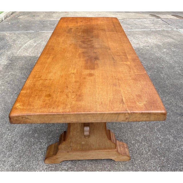 Brown Vintage French Country Trestle Dining Table For Sale - Image 8 of 10
