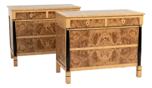 French Burr Elm Commodes, 19th Century, Set of 2