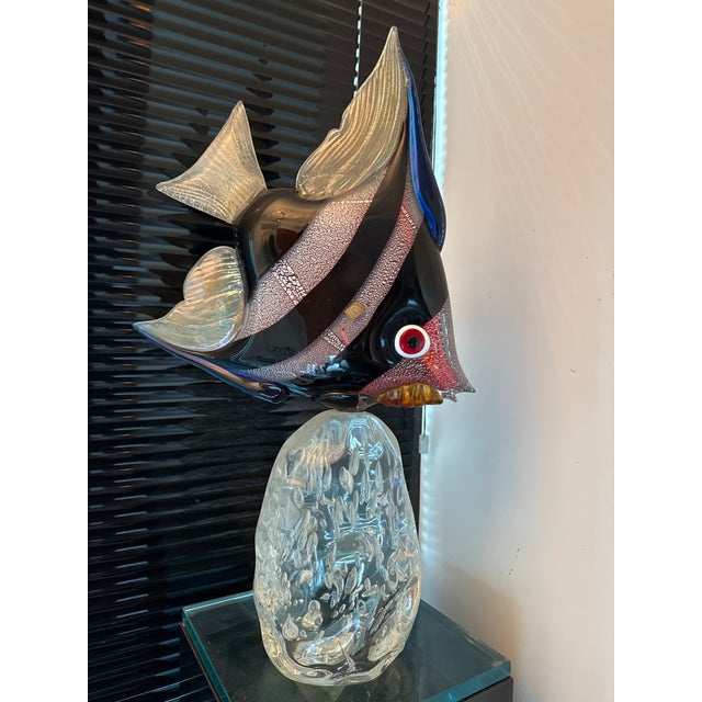 Fantastic and Monumental Murano Glass Angel Fish Sculpture hand blown by Oscar Zanetti. This beautiful piece is comprised...