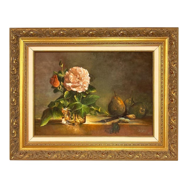 Vintage Still Life in Oil For Sale