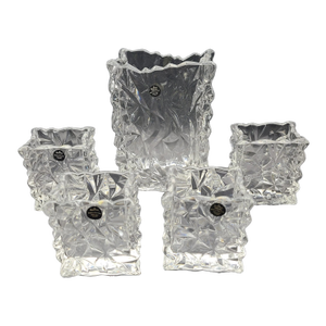 Mid-Century Modern Rosenthal Studio Line Crystal Crumpled Paper Bag, Germany- 5 Pieces