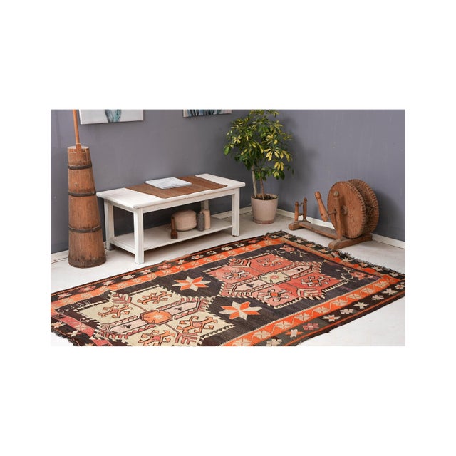 Vintage Turkish Kars Kilim Rug - 5`3″ X 8`4″ For Sale In Los Angeles - Image 6 of 6