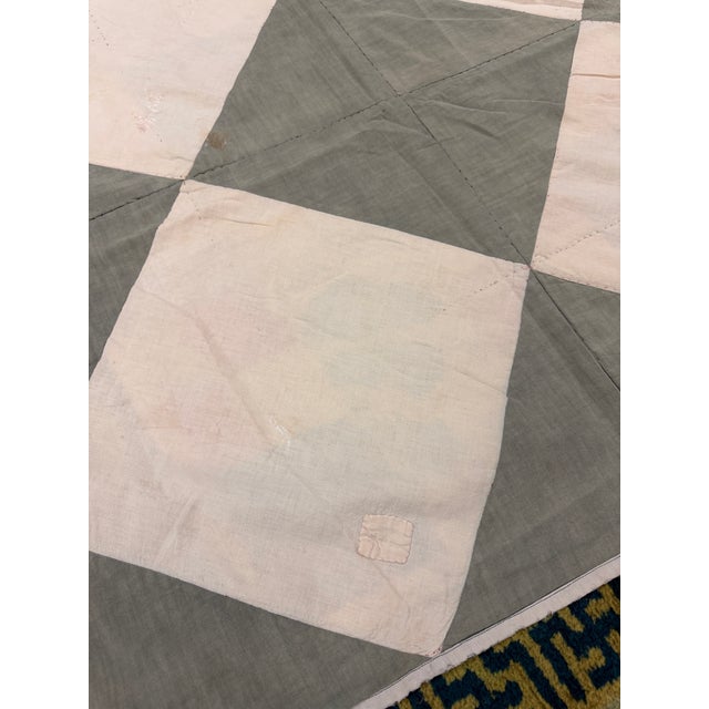1920s Antique Quilt American Usa Allover Checkerboard Geometric Square Handmade Blanket For Sale - Image 4 of 11