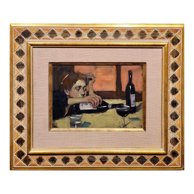 Malcolm Liepke -Girl Getting Drunk on Red Wine -Oil Painting For Sale