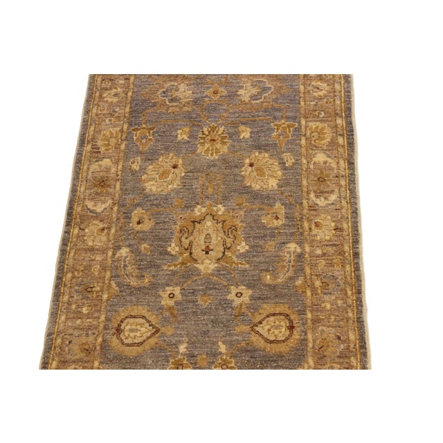 1990s Boho Chic Ziegler Gray/Brown Wool Runner Rug- 2'8'' X 10'10'' For Sale - Image 5 of 10