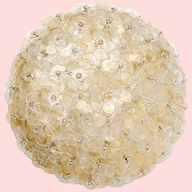 Fabio Ltd 21st Century Murano Golden Millefiori Flush Mount by Fabio LTD For Sale - Image 4 of 4