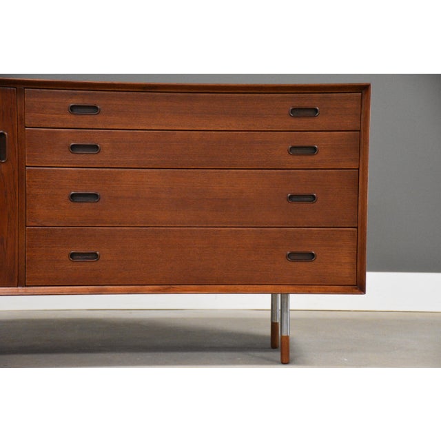 1960s Refinished Arne Vodder for Sibast 54” Teak Credenza For Sale - Image 10 of 11