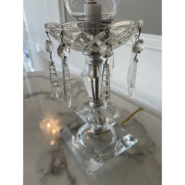 1940s Pair of Crystal Electric Hurricane Lamps For Sale In New York - Image 6 of 8