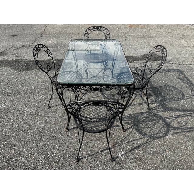 American Vintage Chantilly Rose Wrought Iron Patio Set by Russell Woodard, Attributed For Sale - Image 3 of 8