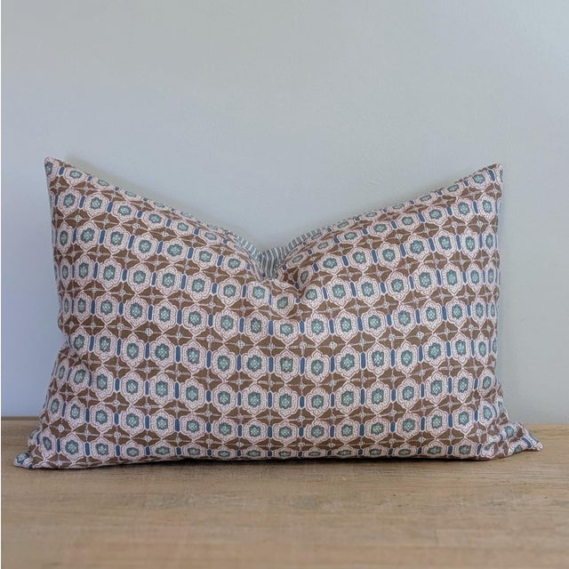 Textile Elizabeth Eakins Lanterns 15x24" Lumbar in Teal For Sale - Image 7 of 7