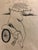 signed by both in pencil verso. dated. Surrealist cartoon drawing. Actual drawing size is 5.75 X 5.75. Their collaborative...