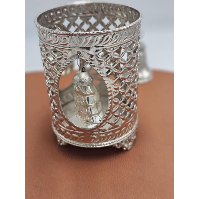 Openwork Silver-Plated Candle or Bottle Holder Base, 1970s For Sale - Image 3 of 9