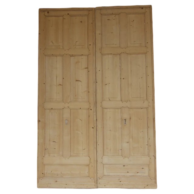 Large Softwood Sliding Doors, 1900s, Set of 2 For Sale