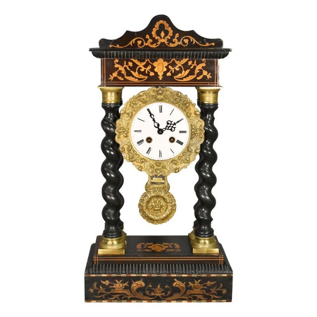 French Napoleon III Portico Barley Twist Clock For Sale - Image 18 of 18