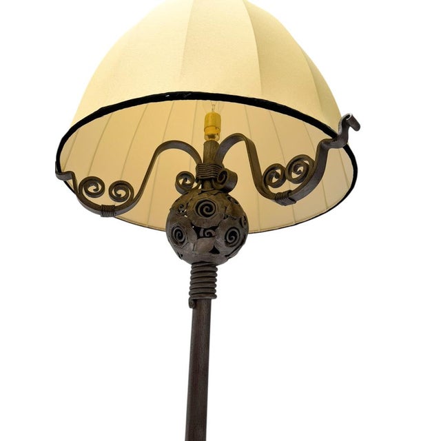 Black Art Deco Amsterdam School Floor Lamp from Amsterdamsche Kunstsmederij, 1920s For Sale - Image 8 of 14
