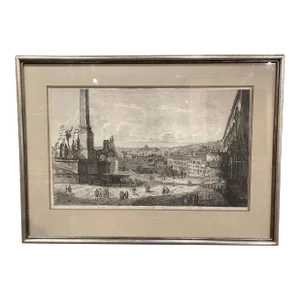 19th Century Italian Neo Classical Veduta Generale Del Monte Quirinale Engraving