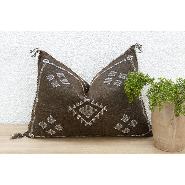 Burnt Umber Sable Medina Silk Rug Lumbar Pillow For Sale - Image 8 of 8