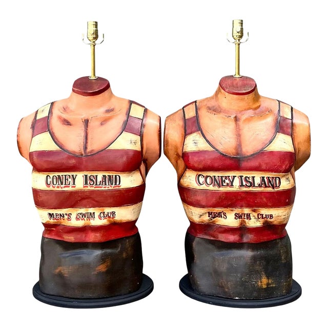 Vintage Coney Island Men's Swim Club Lamps For Sale