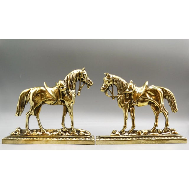 Circa 1890 English Gilt Brass Horses Mantel Decorations For Sale - Image 6 of 9