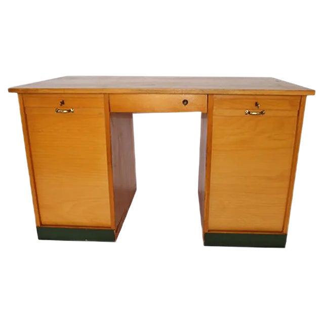 Mid-Century Wooden Roller Desk, 1960s For Sale