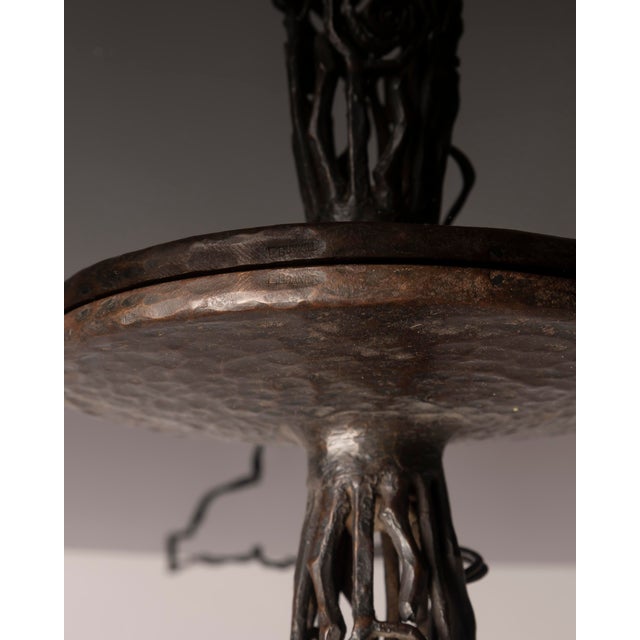 Metal French Art Deco Table Lamp by Edgar Brandt and Daum, 1920s For Sale - Image 7 of 12