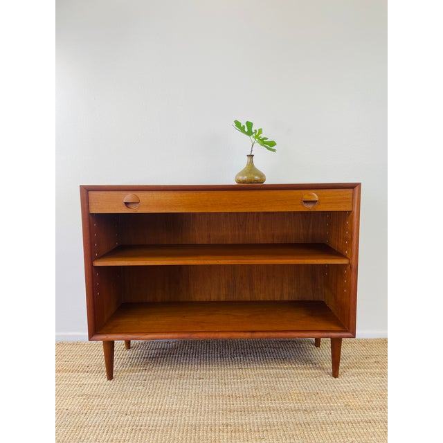 Brown Vintage 1960s Danish Modern Teak Mini Credenza Cabinet With Bookshelf For Sale - Image 8 of 16