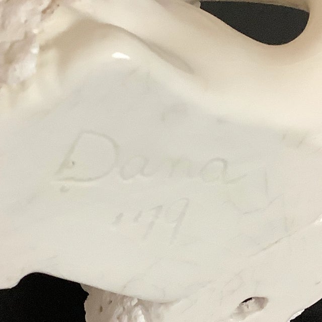 Vintage Large Ceramic French Poodle With Collar Figurine Statue For Sale - Image 10 of 13