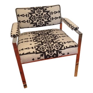 Mid-Century Pendleton Upholstered Chrome Chair For Sale