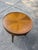 1970s Mid-Century Modern Baker Walnut Round Sunburst Pattern Lamp, Side, Accent Table For Sale - Image 12 of 13