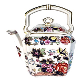 Vintage 1930s English Ironstone Mason's Mandarin Teapot For Sale