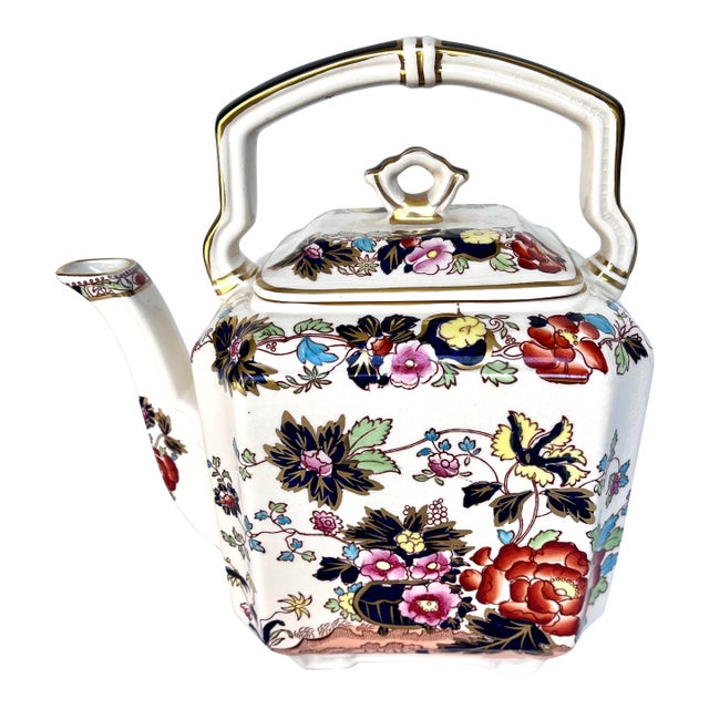 Vintage 1930s English Ironstone Mason's Mandarin Teapot For Sale