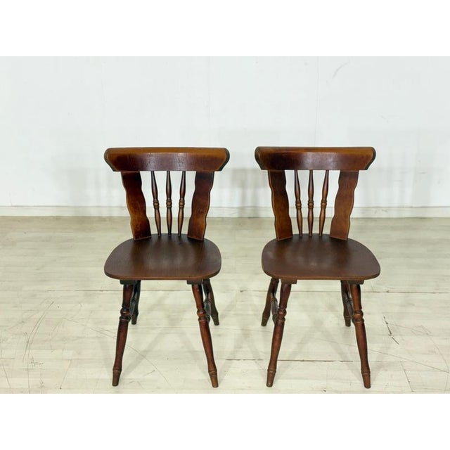 Wood Vintage Country Style Wooden Dining Chairs, Set of 4 For Sale - Image 7 of 11