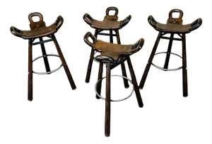 Mid-Century Bar Stools Attributed to Carl Malmsten, Sweden, Set of 4