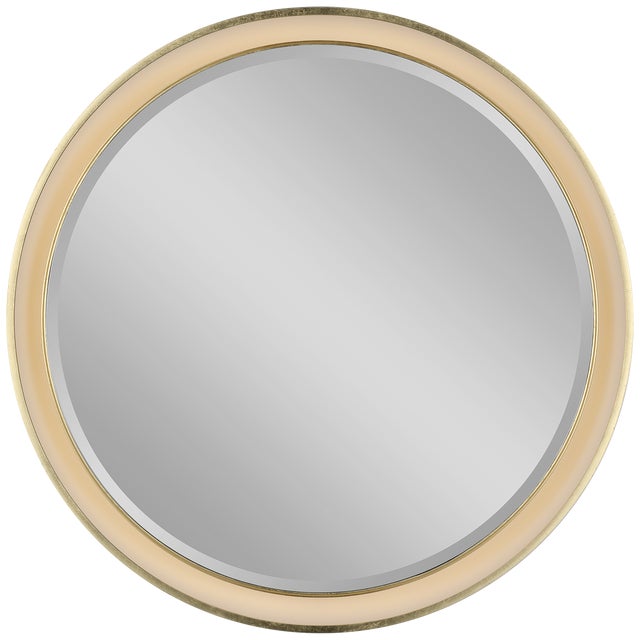 Thomas O'Brien for Visual Comfort Signature Tricia 24" Illuminated Round Mirror in Polished Nickel and Gild For Sale