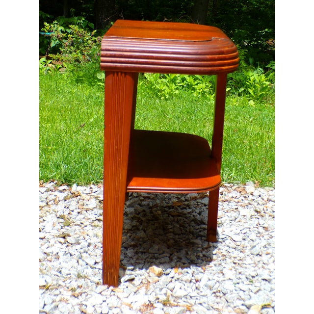 Vintage Art Deco Waterfall End Table Demilune Tripod Stand For Sale - Image 11 of 16