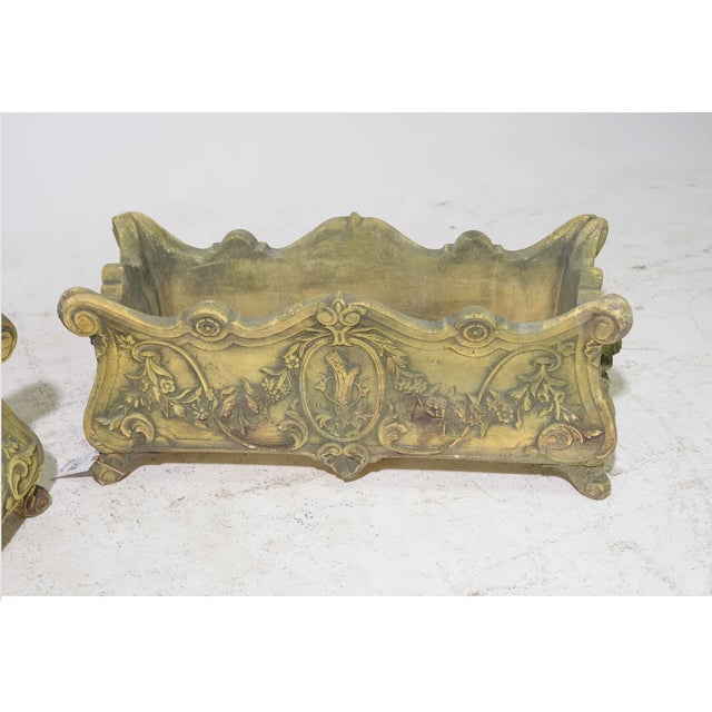 Early 20th Century French Cast Stone Planters, A Pair For Sale - Image 4 of 6
