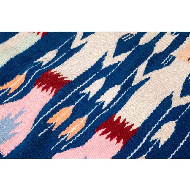 Vintage Native American Navajo Yei Hand-Woven Tapestry Throw Rug Wall Folk Art in Wool, Usa, C. 1970s For Sale - Image 12 of 18
