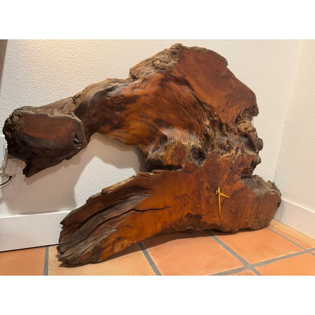 Mid-Century Modern Monumental Organic Burl Wood Wall Clock, California Studio Craft, 1970s For Sale - Image 3 of 9