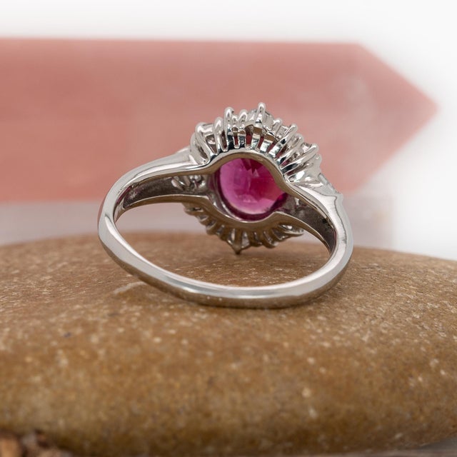 1.5ct Rubellite Garnet Ring With Natural Diamond Accent: Solid 14k Gold, , Size 6.75 For Sale - Image 10 of 10