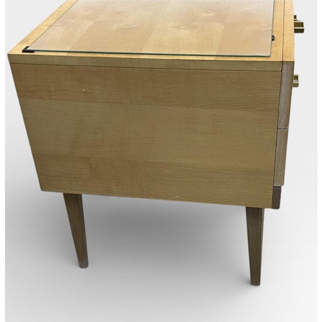 Mid-Century Dressing Table or Chest of Drawers in Maple Veneer with Brass Handles and Glass Top, Germany, 1950s-1960s For Sale - Image 11 of 16