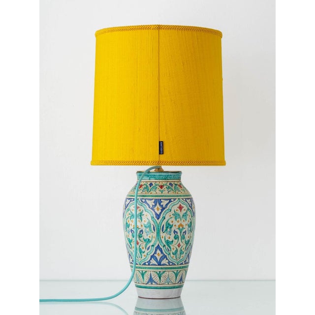 Metal Spanish Andalusian Ceramic Table Lamp by Al Yarrar For Sale - Image 7 of 18