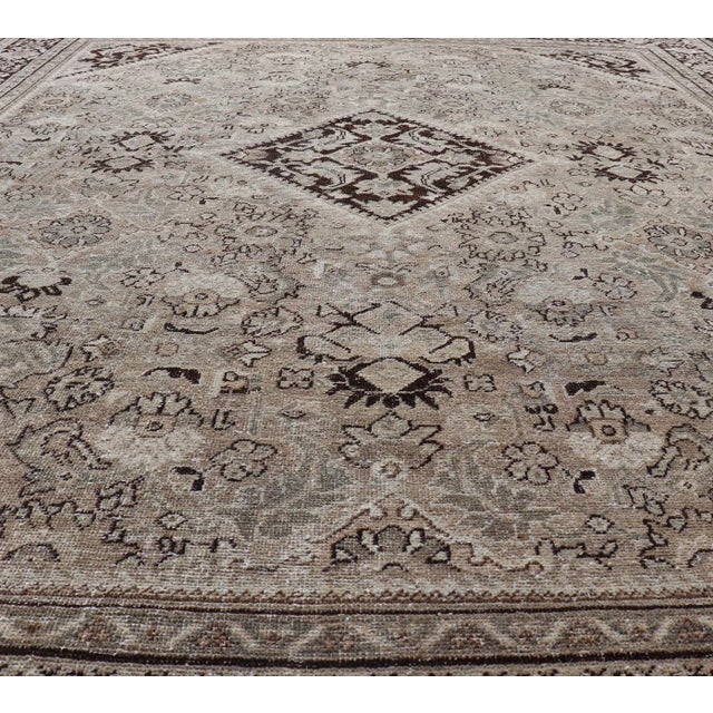 Antique hand knotted Sultanabad-Mahal rug in brown, tan, taupe and cream, Keivan Woven Arts / rug PTA-200713, country of...