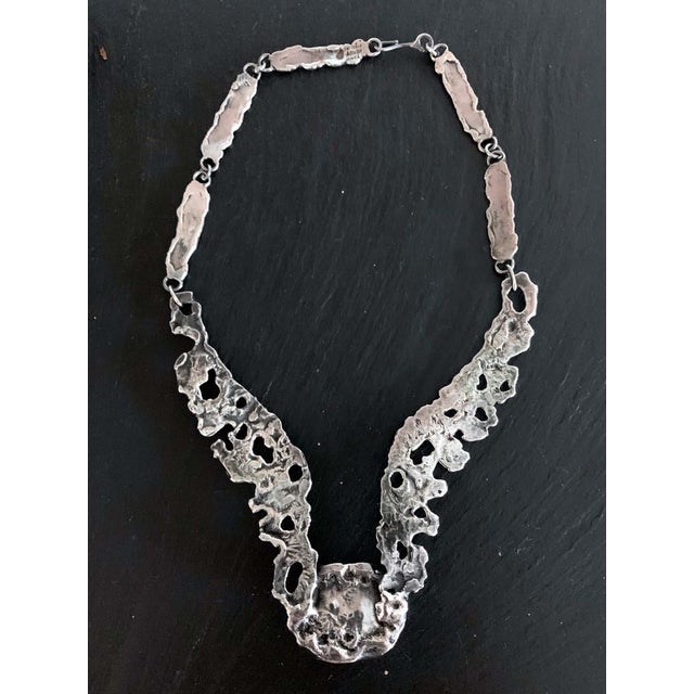 Metal Mexican Modernist Sterling Silver Necklace by Tane Orfebres For Sale - Image 7 of 9