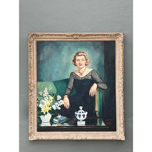 Vintage Portrait Painting on Canvas For Sale - Image 11 of 12
