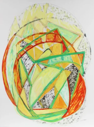 Georgette London Owens Large Cubist Abstract Oil Painting, Late 20th Century