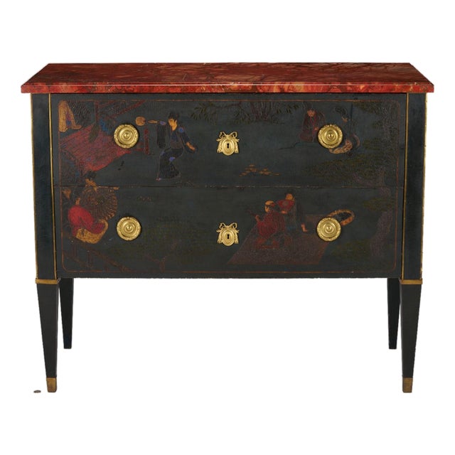 Early 20th Century Louis XVI Style Chinoiserie Commode, Marcel Mathelin Workshop For Sale