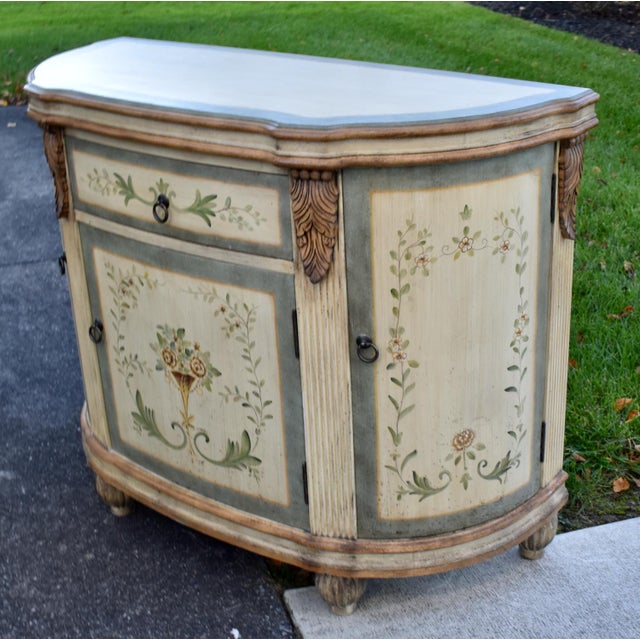 Vintage Venetian Demilune Cabinet Painted Accent Chest Commode For Sale - Image 14 of 14