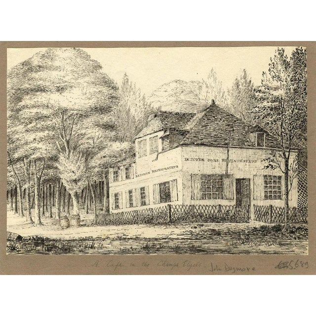 An original early 19th-century pen & ink drawing, John Dugmore of Swaffham, Ledoyen Cafe in the Champs-Elysées, Paris.A...
