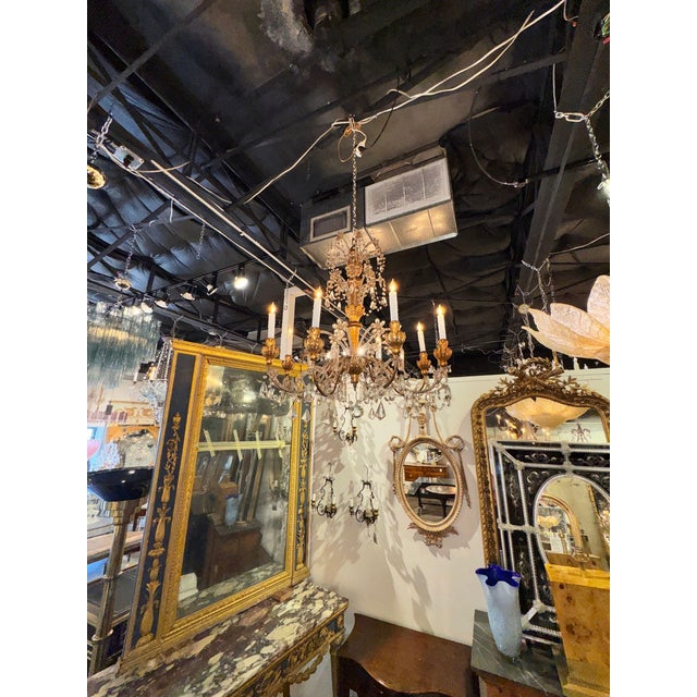 19th Century 19th Century Italian Giltwood and Crystal Chandelier For Sale - Image 5 of 5